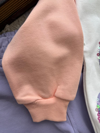 Ensemble fille violet avec motif licorne