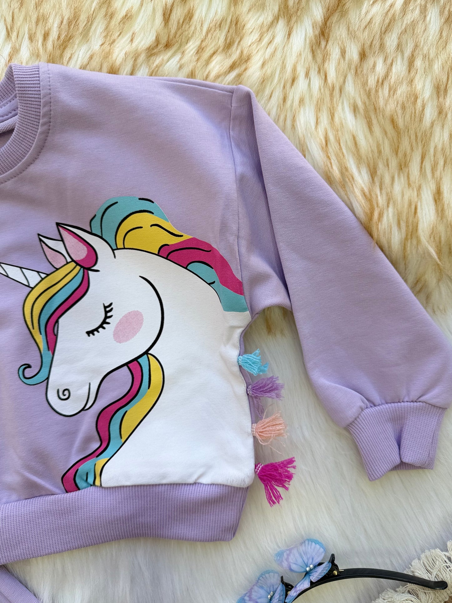 Ensemble fille violet avec motif licorne