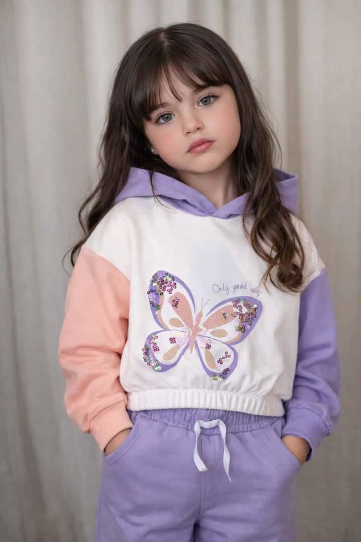 Ensemble fille violet avec motif licorne